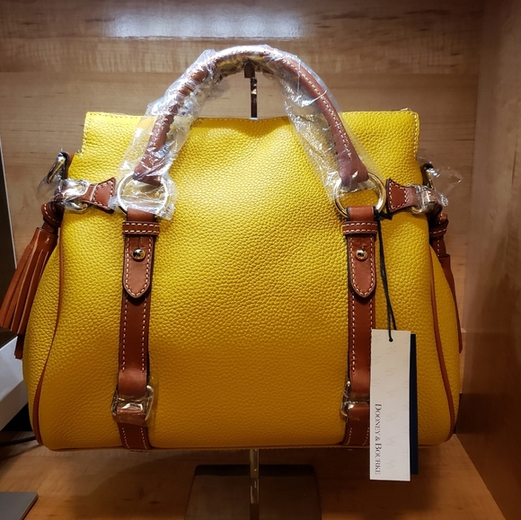 Dooney & Bourke Pebble Grain Satchel in Mustard - Picture 2 of 5